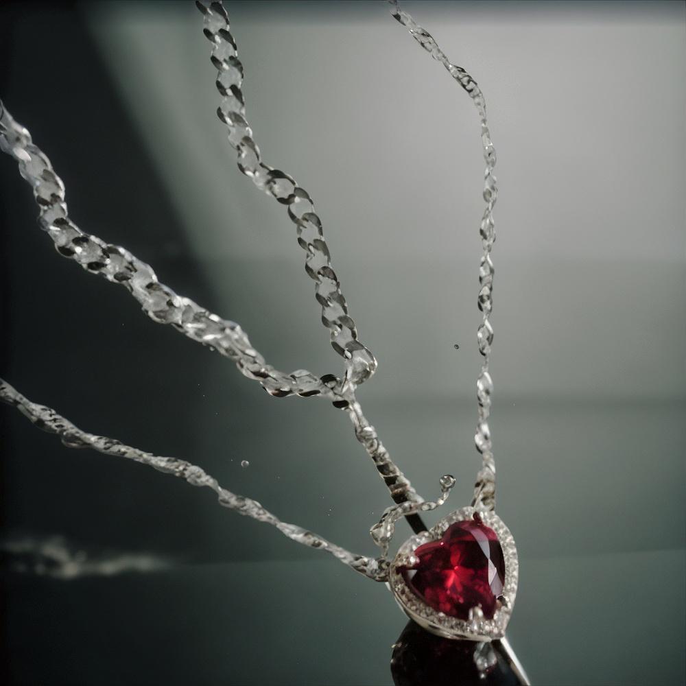 Silver Plated Couple Necklaces Trendy Sword Through Heart Pendant Jewelry Gift Crystal Love Dagger Necklace Set