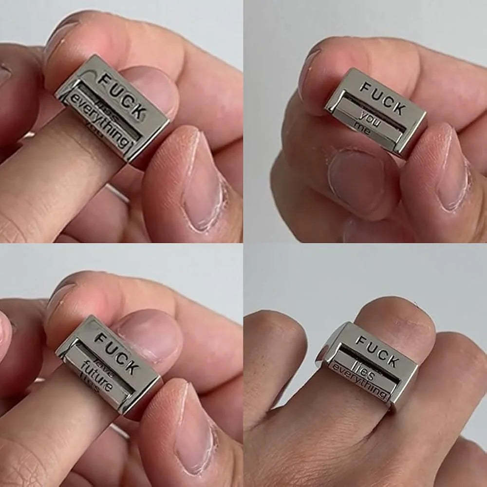 Against Everything RingsNiche DesignsPairing RingsLoveRotatableFuck EverythingAdjustable Mood Rings