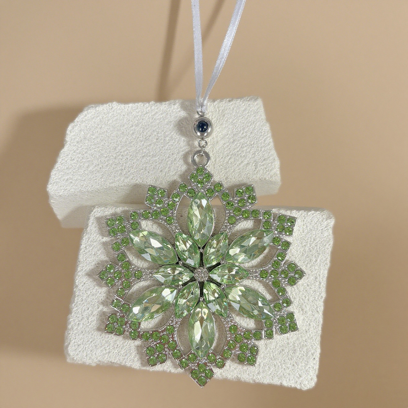 Personalized Photo Projection Ornament Projection Picture Pendant with Diamond Christmas Gift for Family