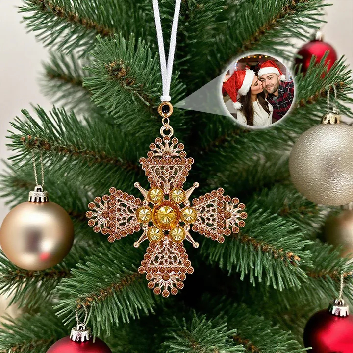 Custom Photo Projection Ornament Retro Christmas Tree Decoration for Christmas Gift