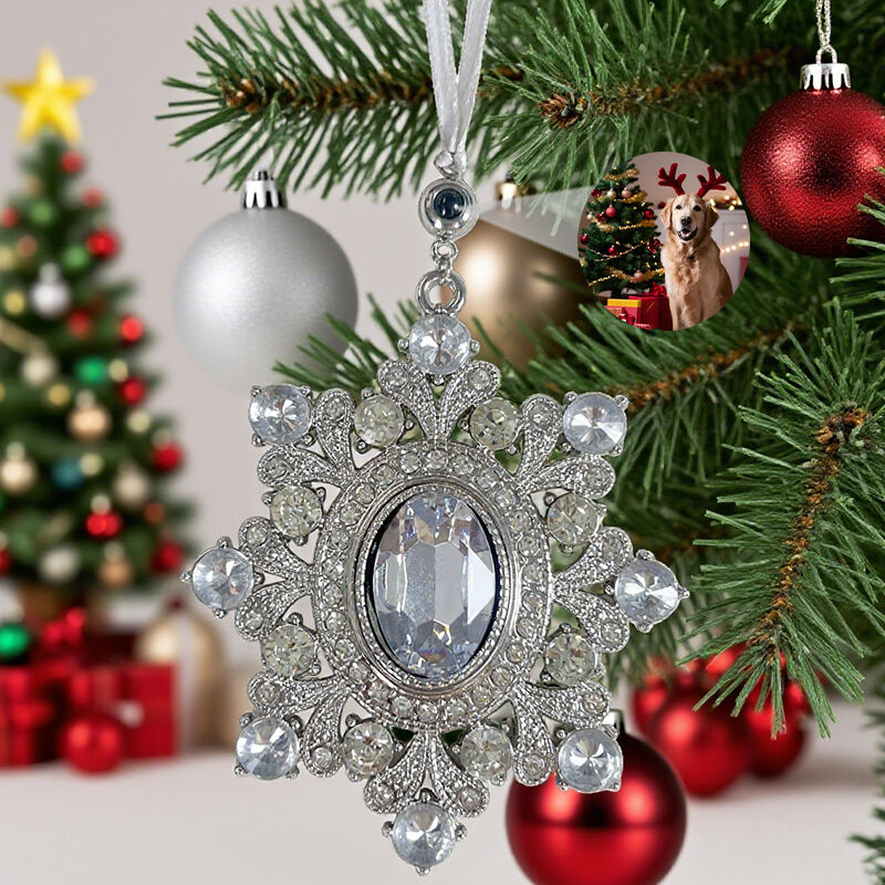 Personalized Photo Projection Ornament Projection Picture Pendant with Diamond Gift for Christmas