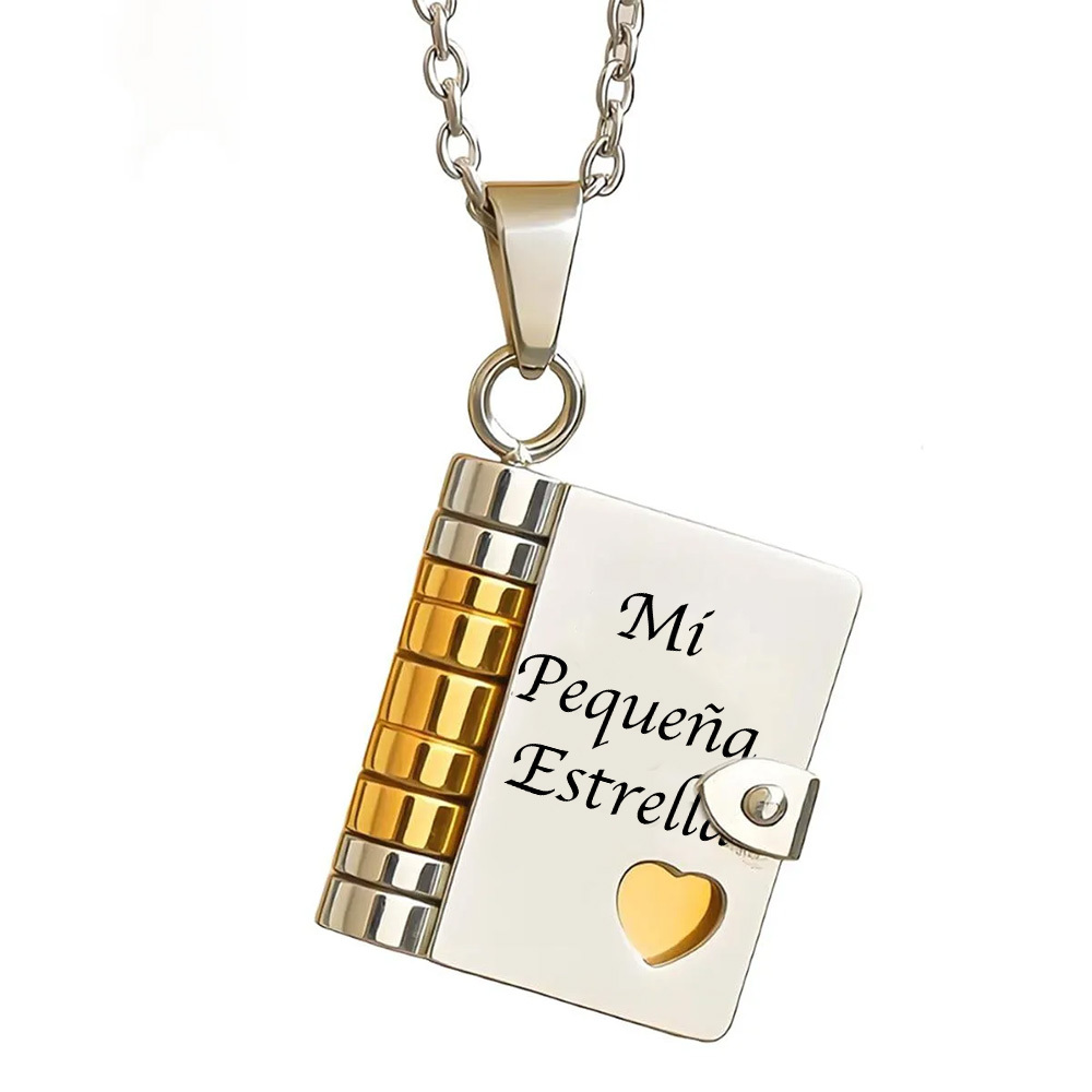 Personalized My Little Star Book Necklace – A Letter to My Daughter in a Locket, Adjustable Pendant with Message Inside, Meaningful Jewelry Gift