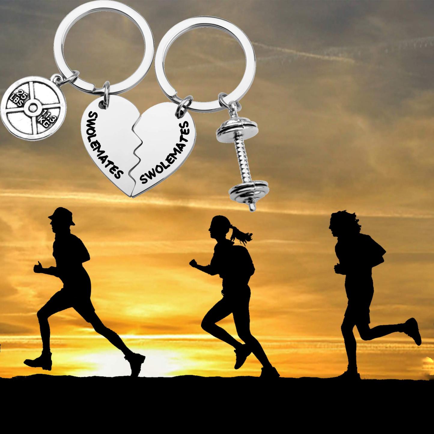 Keychain Workout Jewelry Fitness Gift Weightlifting Keychain Fitness Couples Gift Friendship Keychain
