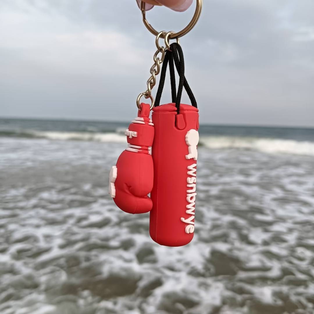 Fitness Boxing Sandbag Keychain Rubber Boxing Glove Pendant Small Gift for Fitness Lovers