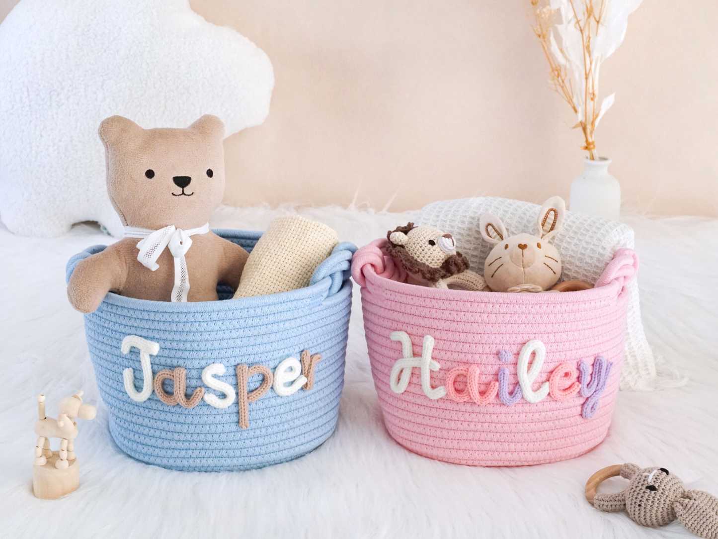 Baby Shower Gift Basket,Personalized Baby Gift,Nursery Decor Basket,Baby Name Gift,Baby Girl Gift,Baby Boy Gift,Storage Basket,New Born Gift