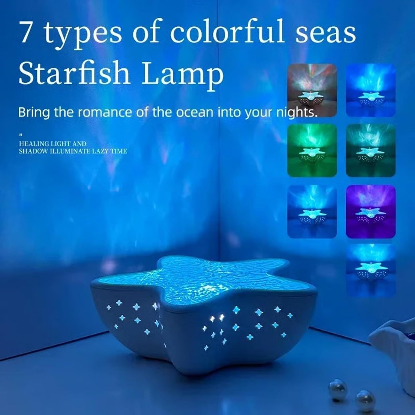Starfish Ocean Projection Lamp Romantic Water Ripple Night Light Ocean Wave Projector Light Gift for Room Decor