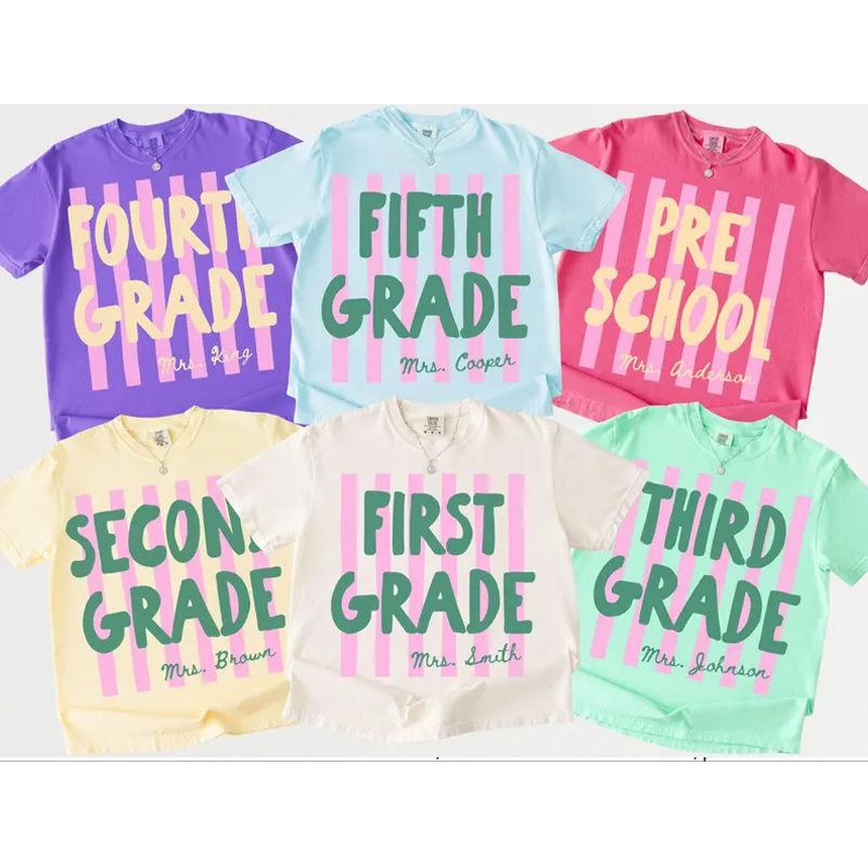 Custom Back to School Teacher Shirt Comfort Colors, Personalized Teacher Team Shirts, Grade Level Tee, First Second Third Fourth Fifth Grade