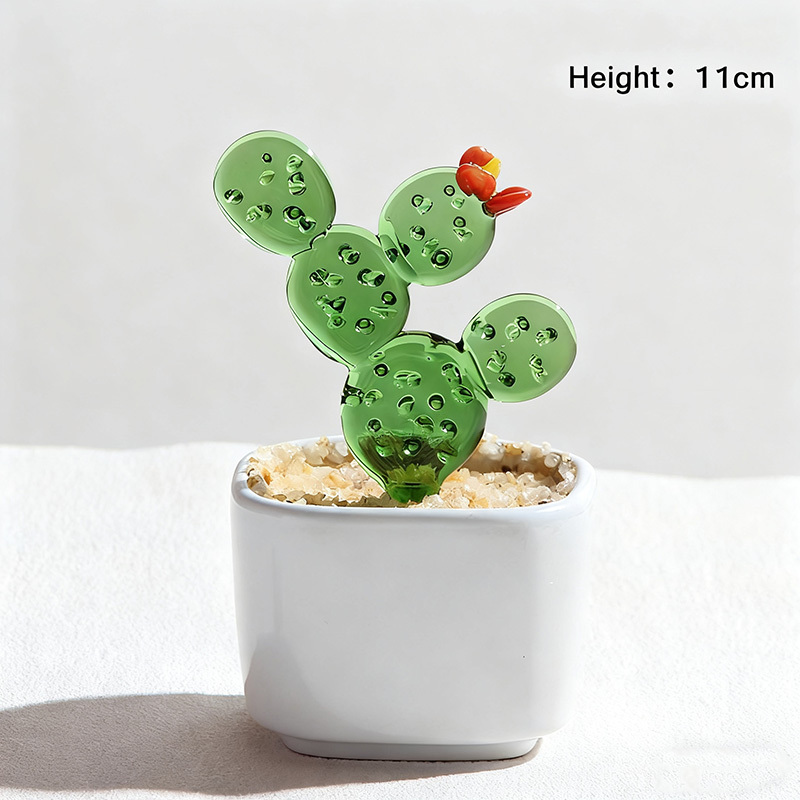 Exquisite Colored Glaze Glass Potted Plants Glass Crafts Home Decor Gifts