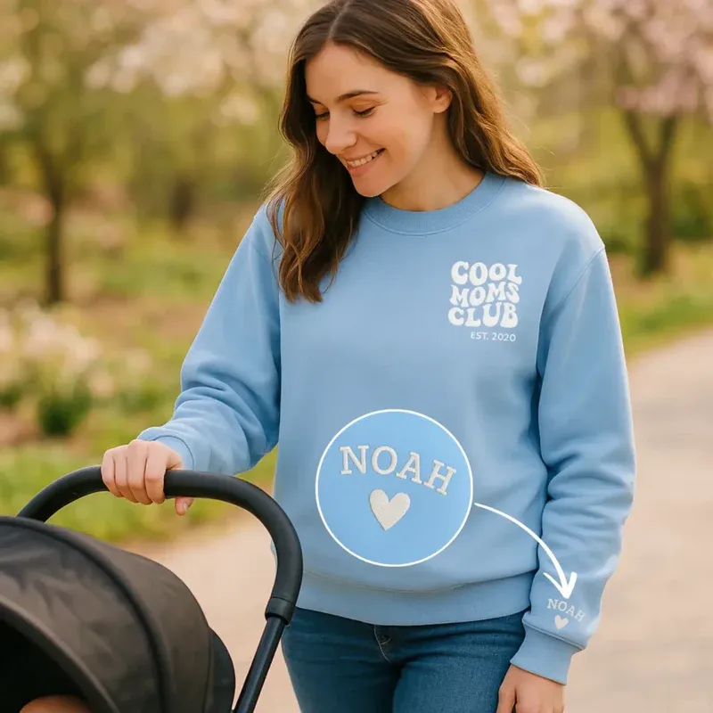 "Cool Moms Club" – Personalized Embroidered Sweatshirt with Children's Names