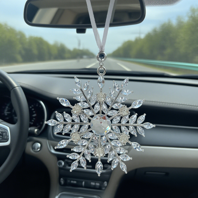 Personalized Photo Projection Ornament Snowflake Shape Projection Picture Pendant with Diamond Christmas Gift for Family