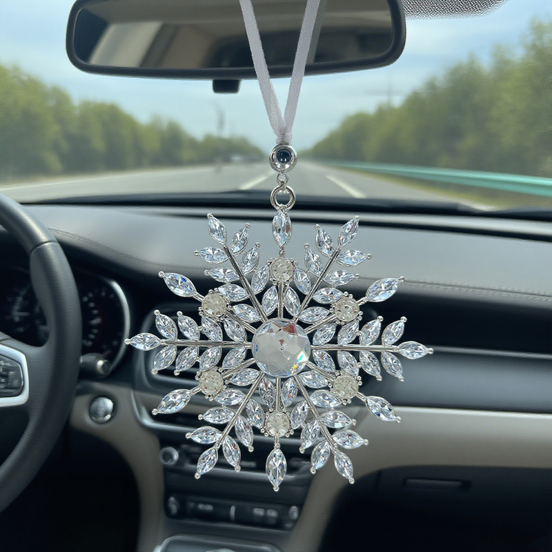 Personalized Photo Projection Ornament Snowflake Shape Projection Picture Pendant with Diamond Christmas Gift for Family