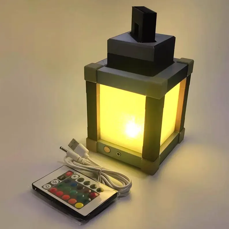 Pixelated Night Light Lantern Chargeable & Bigger- Night Lamp Birthday Gift - Kids Bedroom Decoration - Gamer Room Decor - Christmas Gift