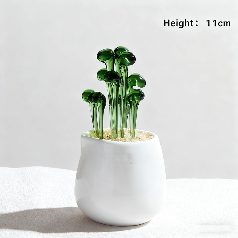 Exquisite Colored Glaze Glass Potted Plants Glass Crafts Home Decor Gifts