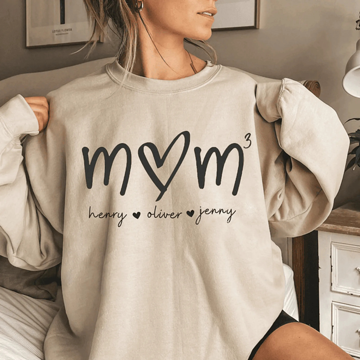 Custom Mama Sweatshirt with Kids Name Personalized Hoodie Sweatshirt Gifts for Mom