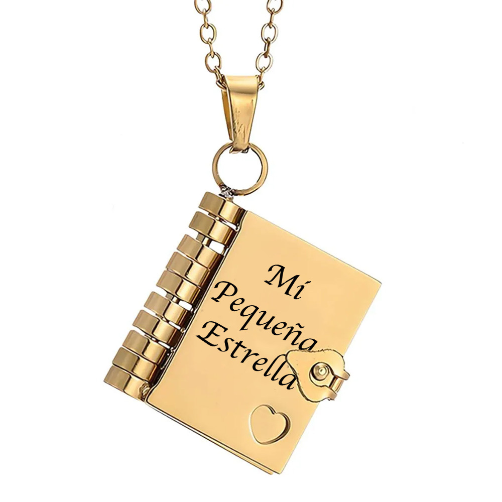 Personalized My Little Star Book Necklace – A Letter to My Daughter in a Locket, Adjustable Pendant with Message Inside, Meaningful Jewelry Gift