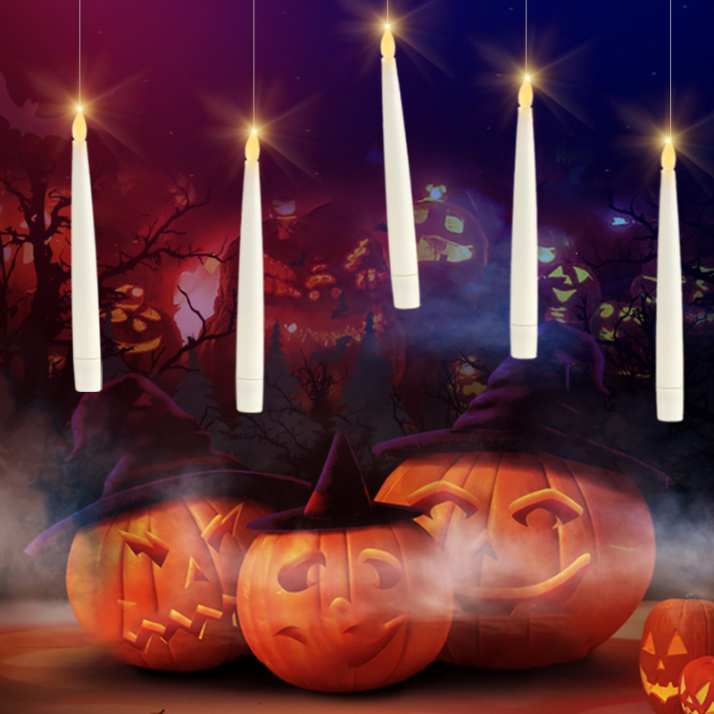 Floating Candles Flameless Candles with Magic Wand Remote for Halloween Decor Flickering Electric LED Candle for Halloween Christmas Decorations