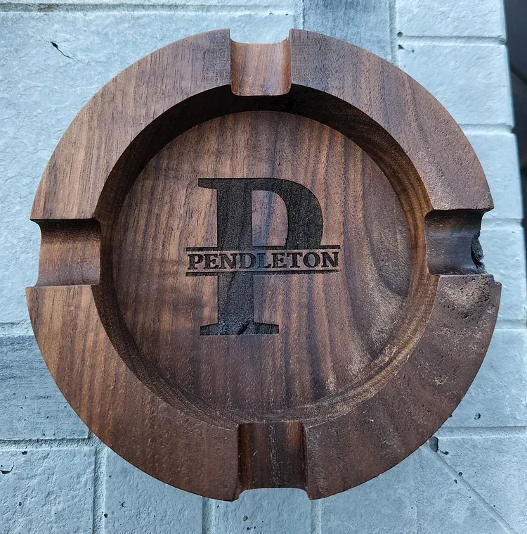 Personalized Name Walnut Cigar Ash Tray Gift for Him