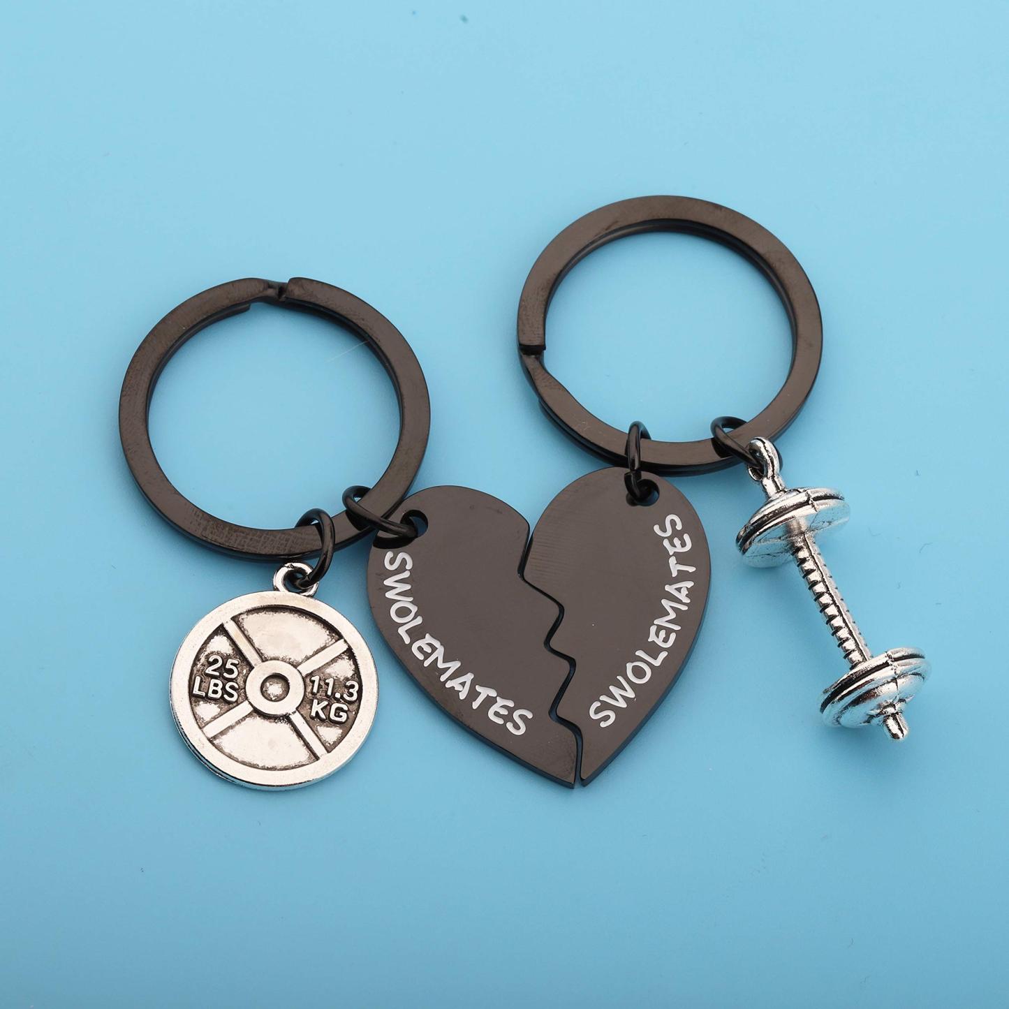 Keychain Workout Jewelry Fitness Gift Weightlifting Keychain Fitness Couples Gift Friendship Keychain