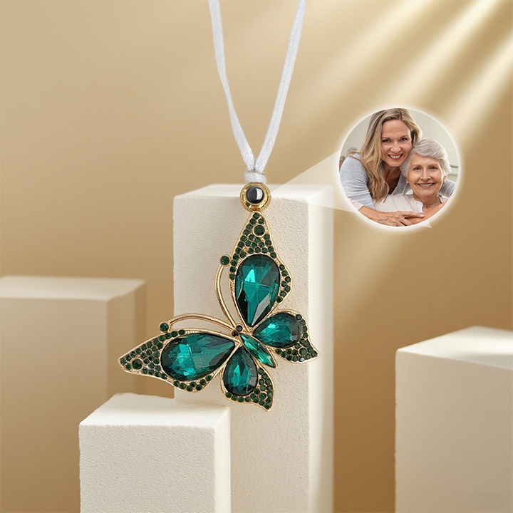 Custom Photo Projection Pendant Laser Colorful Butterfly Projection Pendant Car Decoration Christmas Ornaments