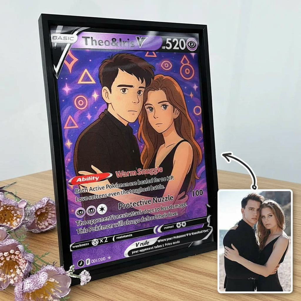 Custom Couple Anime Magic Lenticular PokeCard Frame Wall Art