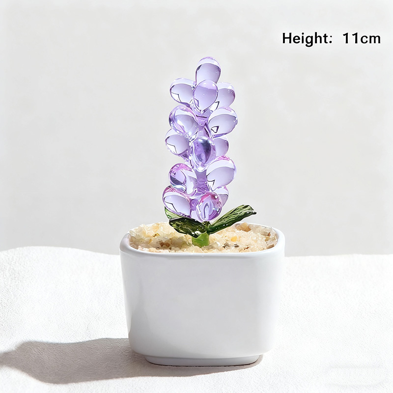 Exquisite Colored Glaze Glass Potted Plants Glass Crafts Home Decor Gifts