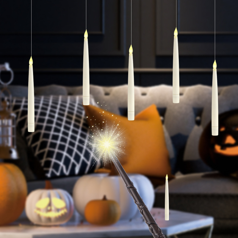 Floating Candles Flameless Candles with Magic Wand Remote for Halloween Decor Flickering Electric LED Candle for Halloween Christmas Decorations