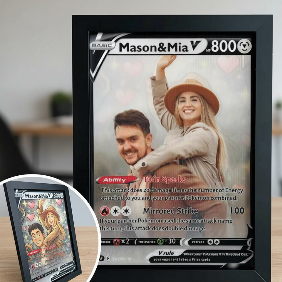 Custom Couple Anime Magic Lenticular PokeCard Frame Wall Art