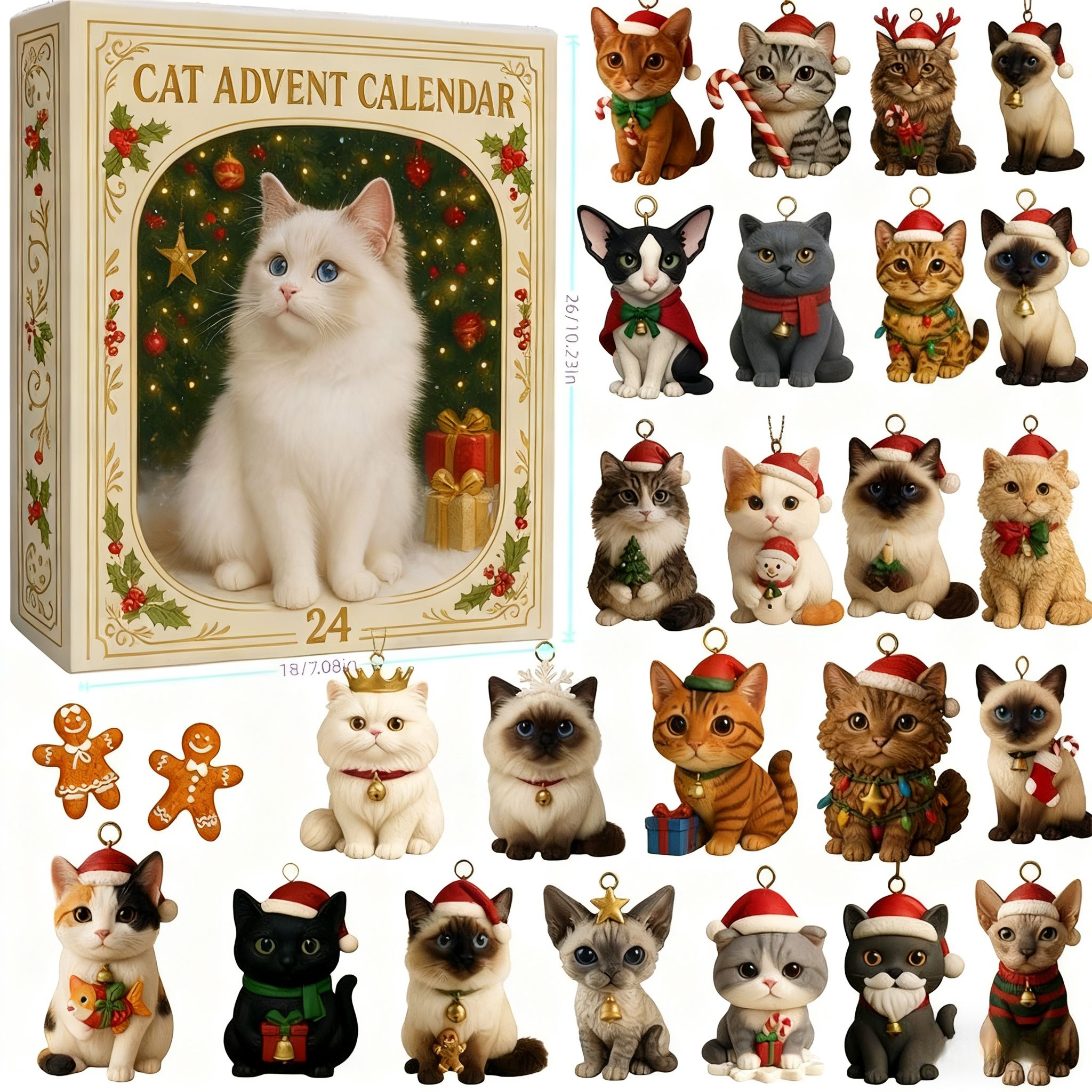Cat Advent Calendar 2025 24 Days Christmas Countdown Surprise Box for Cat Lovers