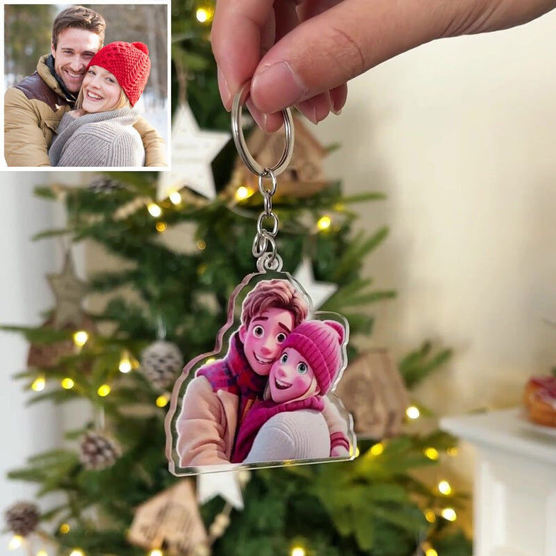 Personalized Photo Keychain Custom Various Cartoon Styles Photo Keychain Sweet Gift For Lover