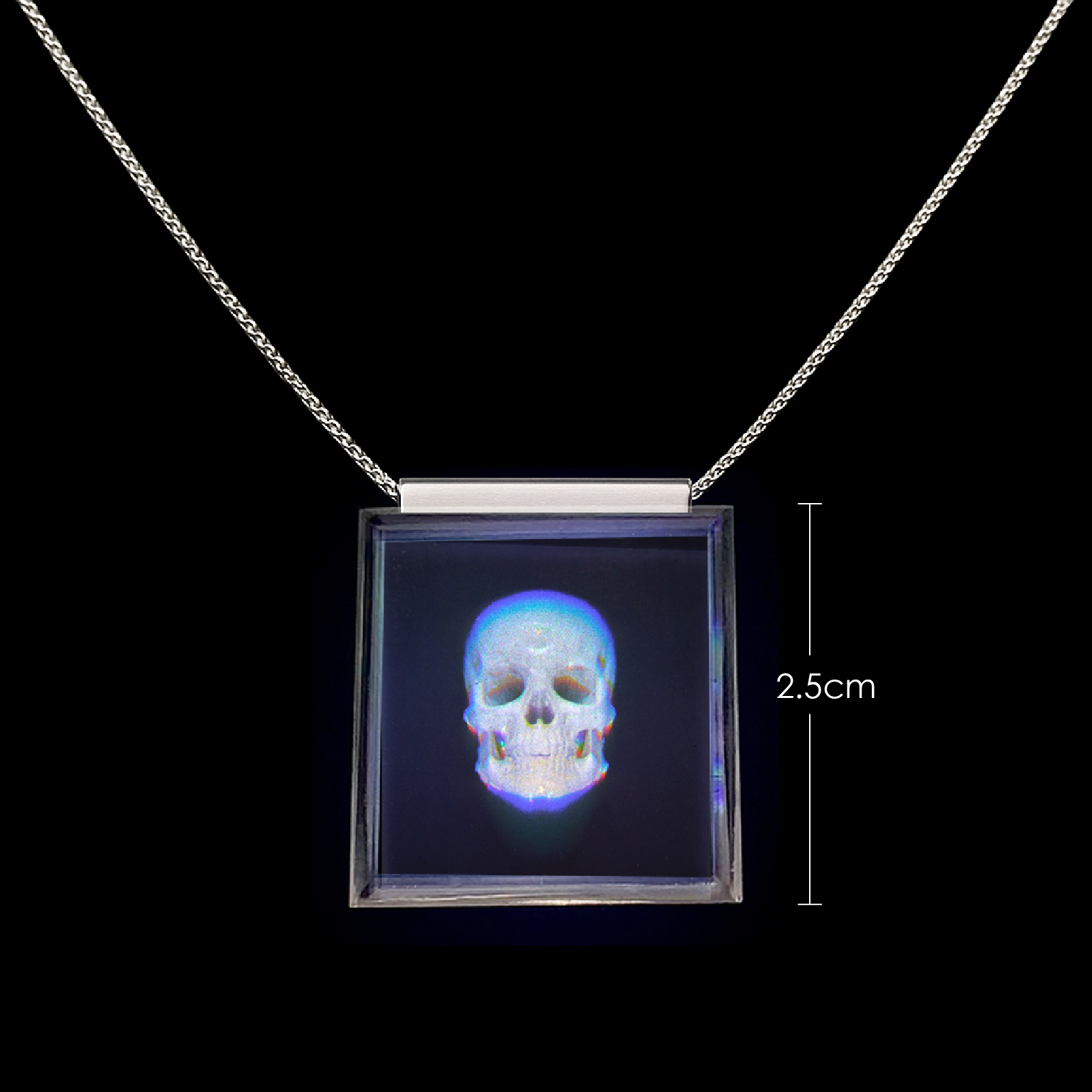 Holographic Skull Necklace Naked-Eye 3D Skull Necklace Creative Pendant Necklace Artistic Collectible Tech-Inspired Gift for Him