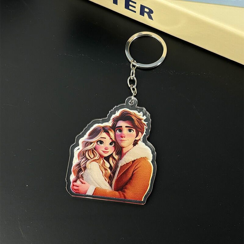Personalized Photo Keychain Custom Various Cartoon Styles Photo Keychain Sweet Gift For Lover