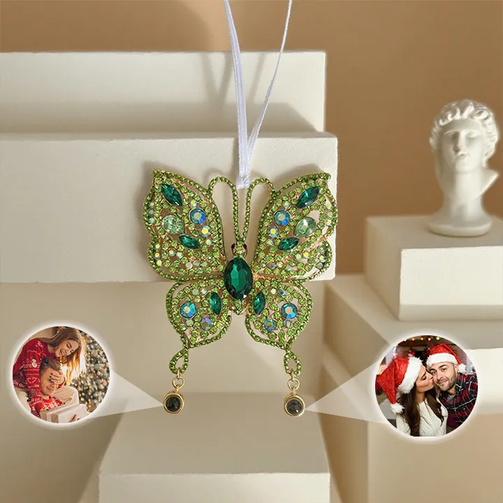 Custom Photo Projection Hanging Ornament Butterfly Projection Hanging Ornament Christmas Decoration