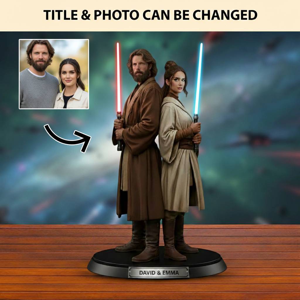Custom Lightsaber Galactic Hero Couple Photo Acrylic Plaque Funny Gifts for Lover