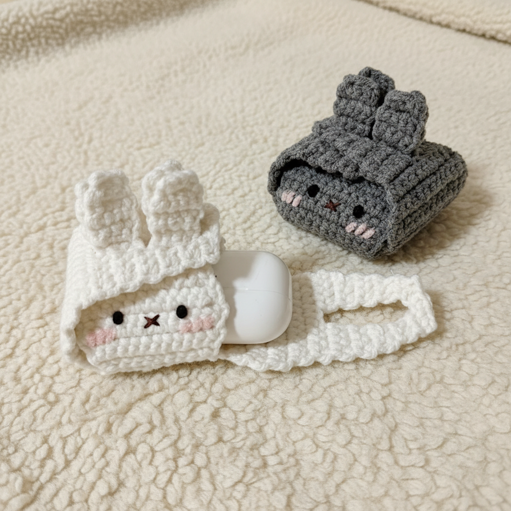 Crochet Bunny Airpods Pro Pouch Handmade Airpods Pro Case Cute Gift for Her