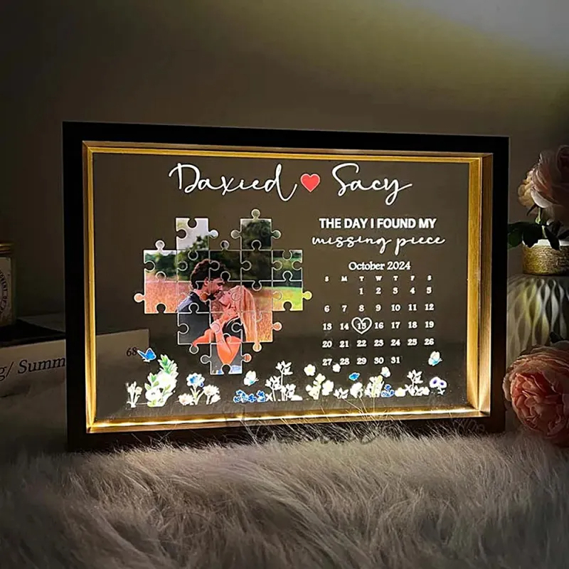 The Day I Found My Missing Piece Light Frame Personalized Gift Valentine's Day Gifts