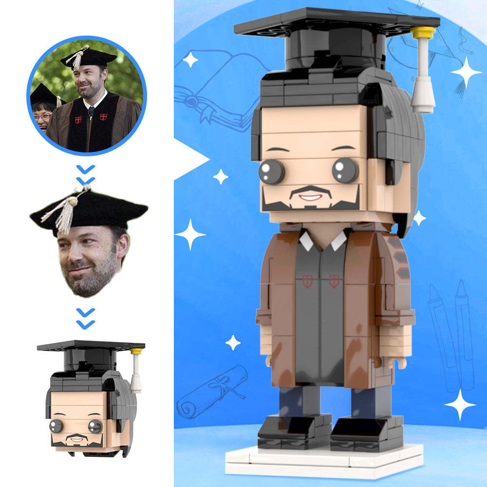 University Graduation Gown Custom Head Brick Figures Personalized Bachelor Uniform Brick Figures Small Particle Block Toy Graduation Gift For Graduates