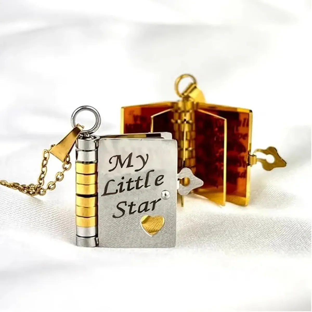 My Little Star Book Necklace – A Letter to My Daughter in a Locket, Adjustable Pendant with Message Inside, Meaningful Jewelry Gift for Daughter