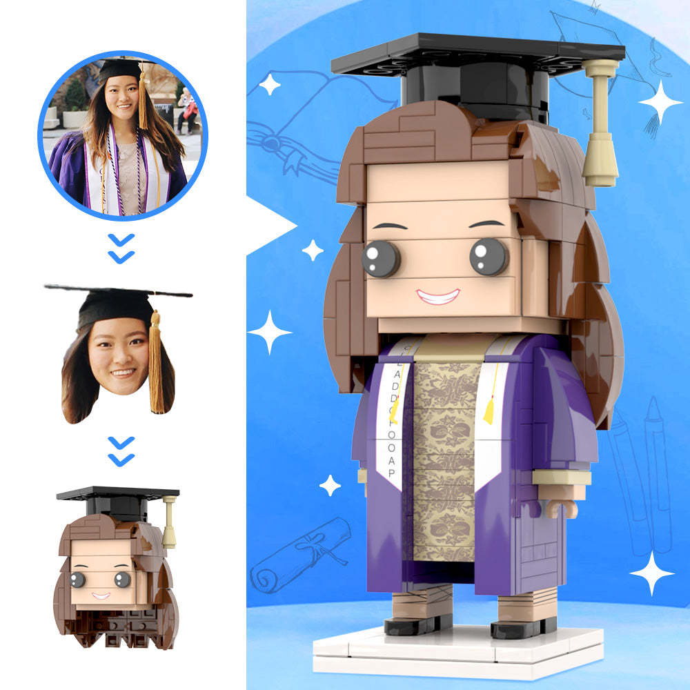 Creative Graduation Gifts NYU Graduation Gown Custom Head Brick Figures Personalized Bachelor Uniform Brick Figures Small Particle Block Toy Graduation Gift For Graduates