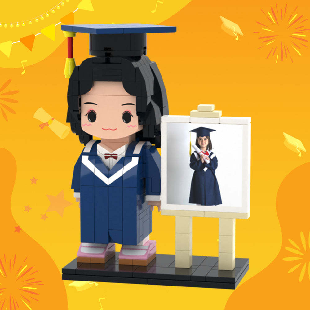 Cute Graduation Gifts for Kids Full Body Custom 1 Person Brick Figures Custom Brick Figures with Frame
