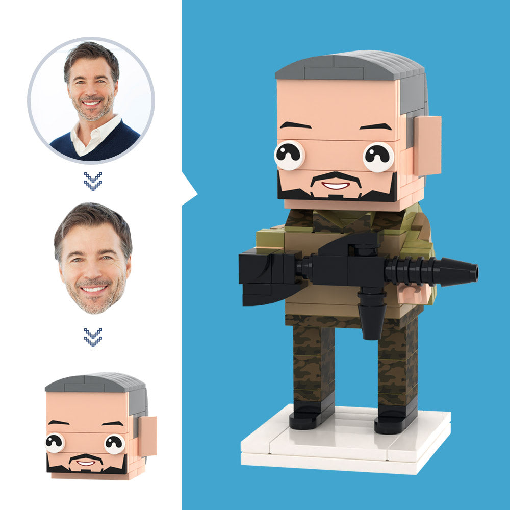 Customized Head Camouflage clothing Figures Small Particle Block Toy Customizable Brick Art Gifts