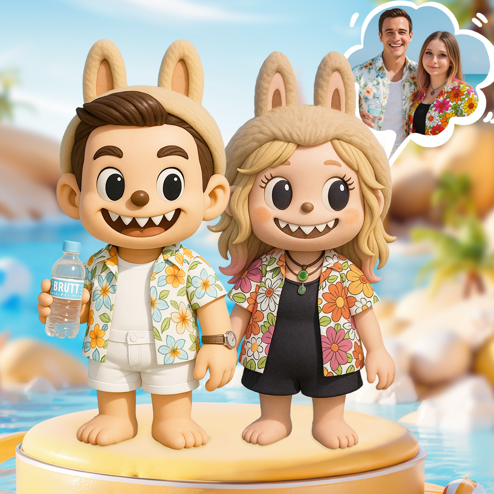Custom 3D Cartoon Figurine with Playful Expression and Big Eyes - MyCustomBrickFigures