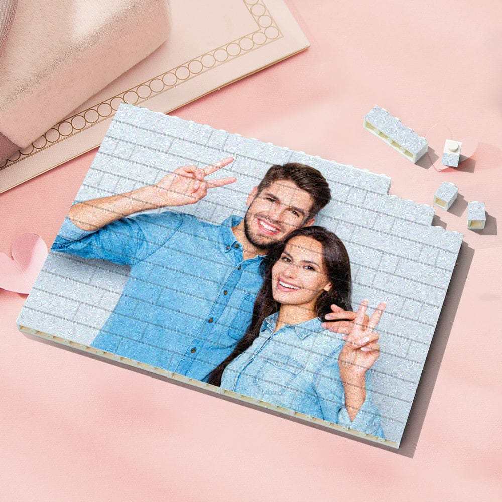 Custom Building Brick Photo Block Square Shape Puzzle Couple Gift For Anniversary Valentine's Day Gifts - Giftlab