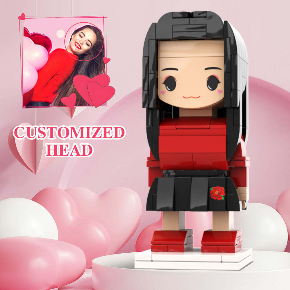 Valentine's Day Girl Gift Custom Head Cute Brick Figures Personalized Brick Figures Small Particle Block Toy - My Custom BrickHeadz
