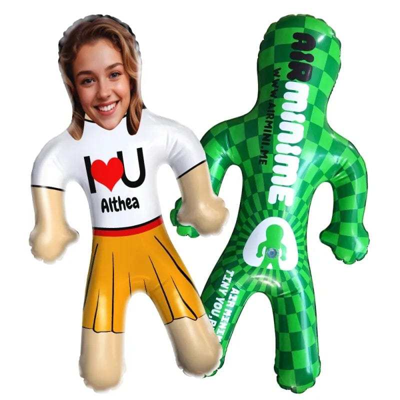 "I lOVE U" Custom Face & Text Air Minime Doll Personalized Blow Up Doll Inflatable Minime Balloon for Couple - Giftlab
