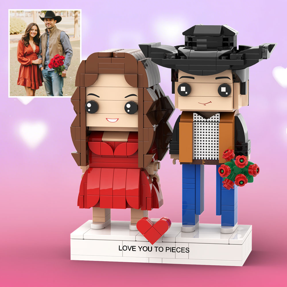 Full Body Customized Brick Figures Universal Interlocking Plastic Toy Thick Engraved Base Gift For Couples