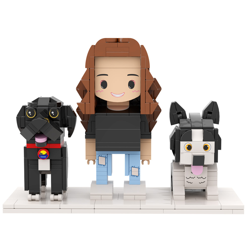Personalized 1 People Fully Body People With Dog and Cat Pets Family Gifts