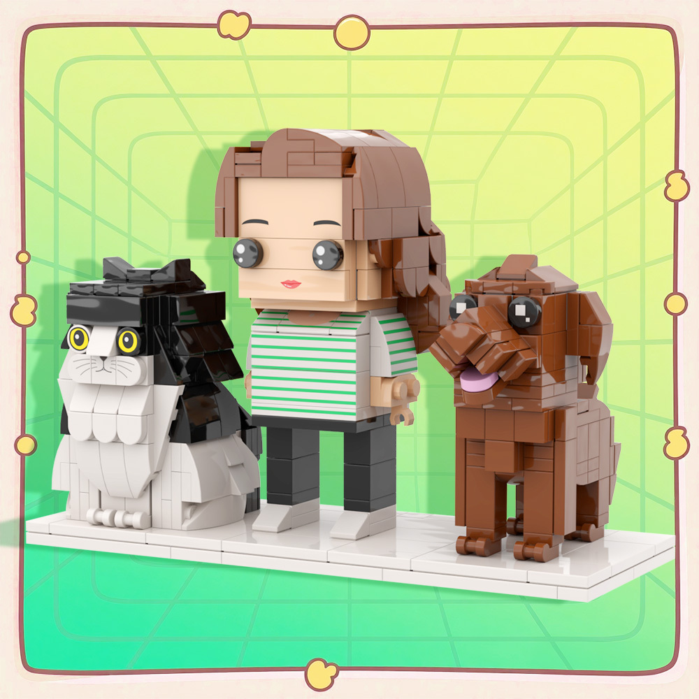 Personalized 1 People Fully Body People With Dog and Cat Pets Family Gifts