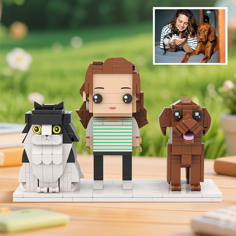 Personalized 1 People Fully Body People With Dog and Cat Pets Family Gifts