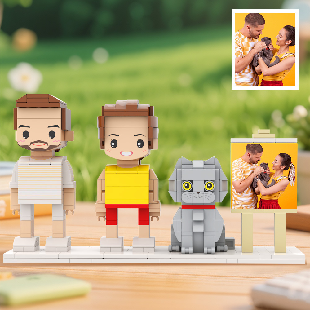 Personalized 1 People Fully Body People With Dog and Cat Pets Family Gifts