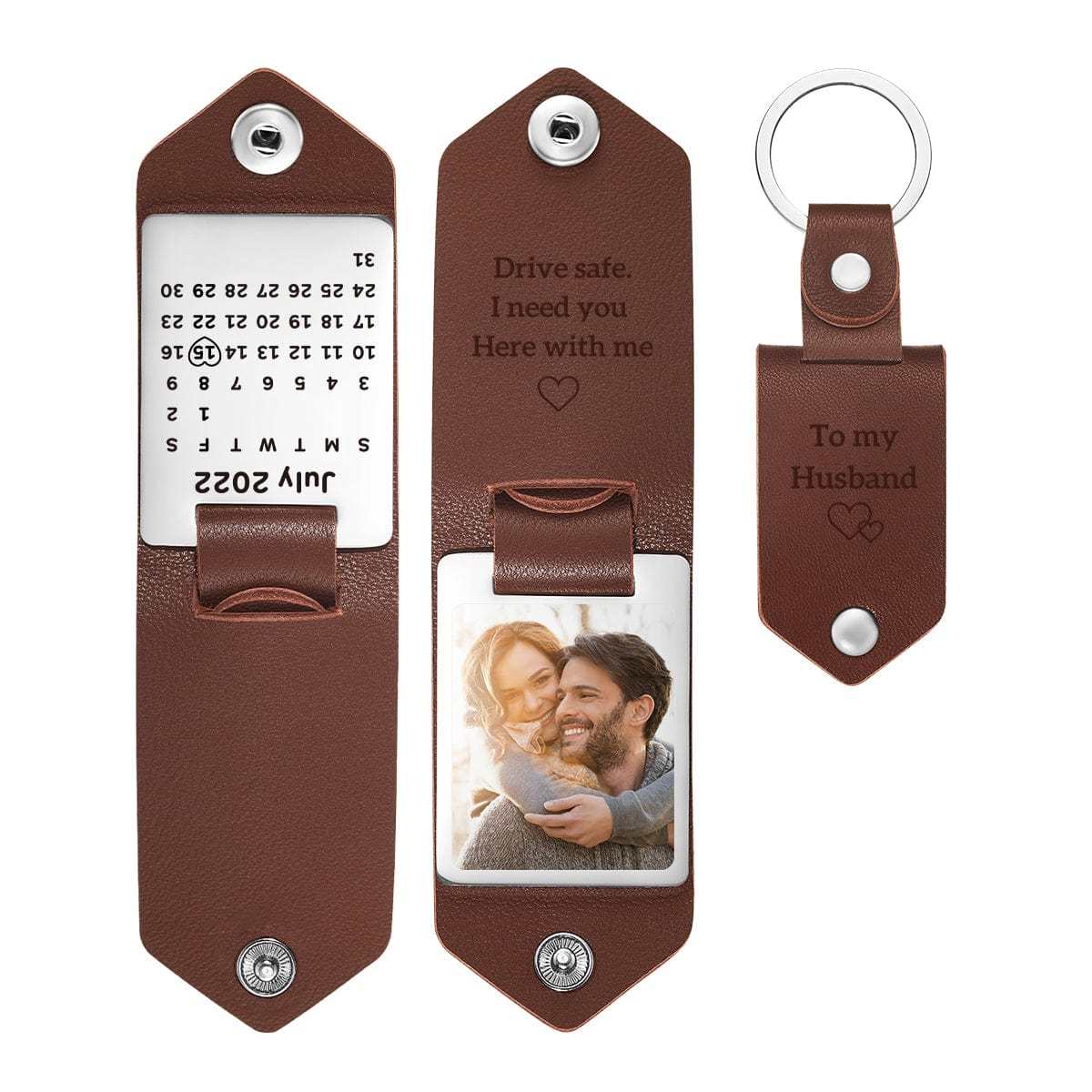 Couple Gifts Custom Leather Keychain Personalized Engrave Keychain Anniversary Gift For Couple - Giftlab
